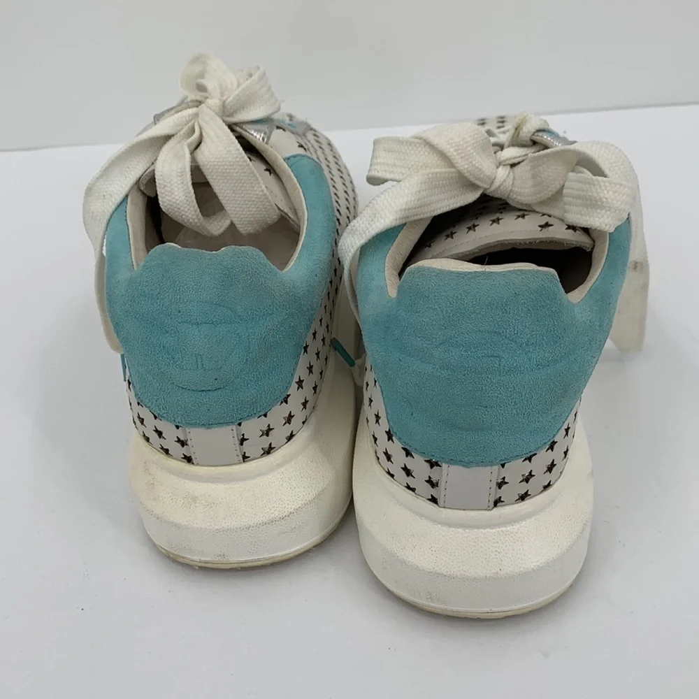 Hollie Watman Star Gazing sneakers white leather silver shoe platform women 8.5
